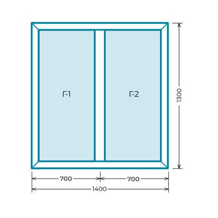 Окно двустворчатое 1400*1300